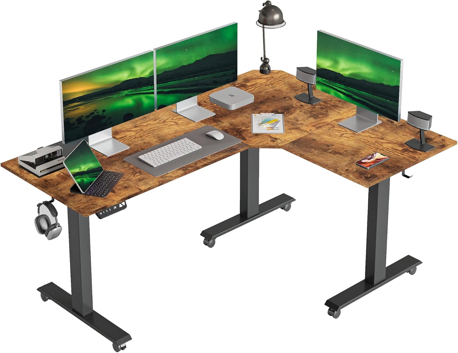 Cubiker Triple Motor LShaped Electric Standing Desk, 63