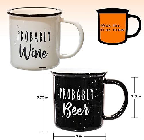 Miniatura 2 de MAINEVENT Probably Beer Probably - Juego de 2 tazas de café de cerámica, regalo divertido para amantes de la cerveza para cualquier ocasión, idea de