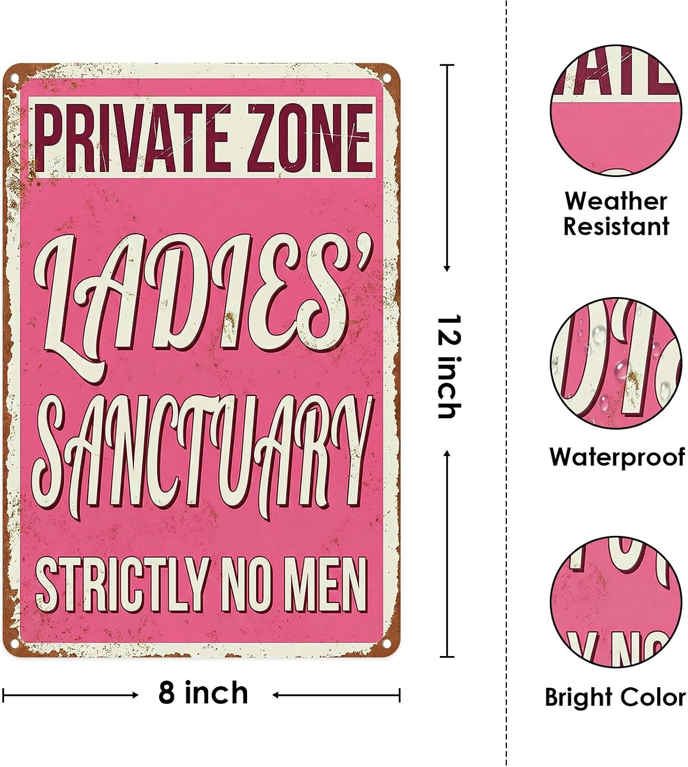 Pink Vintage Retro Girly Metal Tin Sign Wall Decor, 8x12 Inch image 2