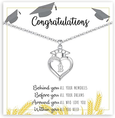 Graduation Gifts, Graduation Gifts for Her Initial Necklaces for Women Class of 2025 Gift Letter A - Z High Shool Senior Master Degree Graduate Necklace for Daughter Sister Granddaughter Girlfriend
