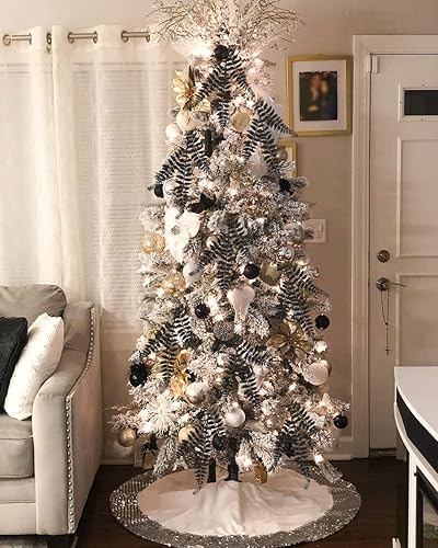 Miniatura 4 de DILATATA 20 piezas de hojas de acebo con purpurina de Navidad de 11 pulgadas, champán artificial con purpurina en aerosol de hojas para árbol de
