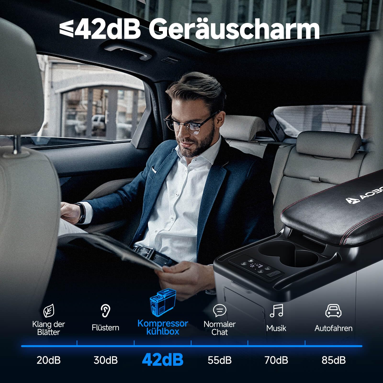 AAOBOSI Kompressor Kühlbox 15L bis 20°C, 12/24V 230V mit App Steuerun, Kühlbox Kompressor Für Auto Camping