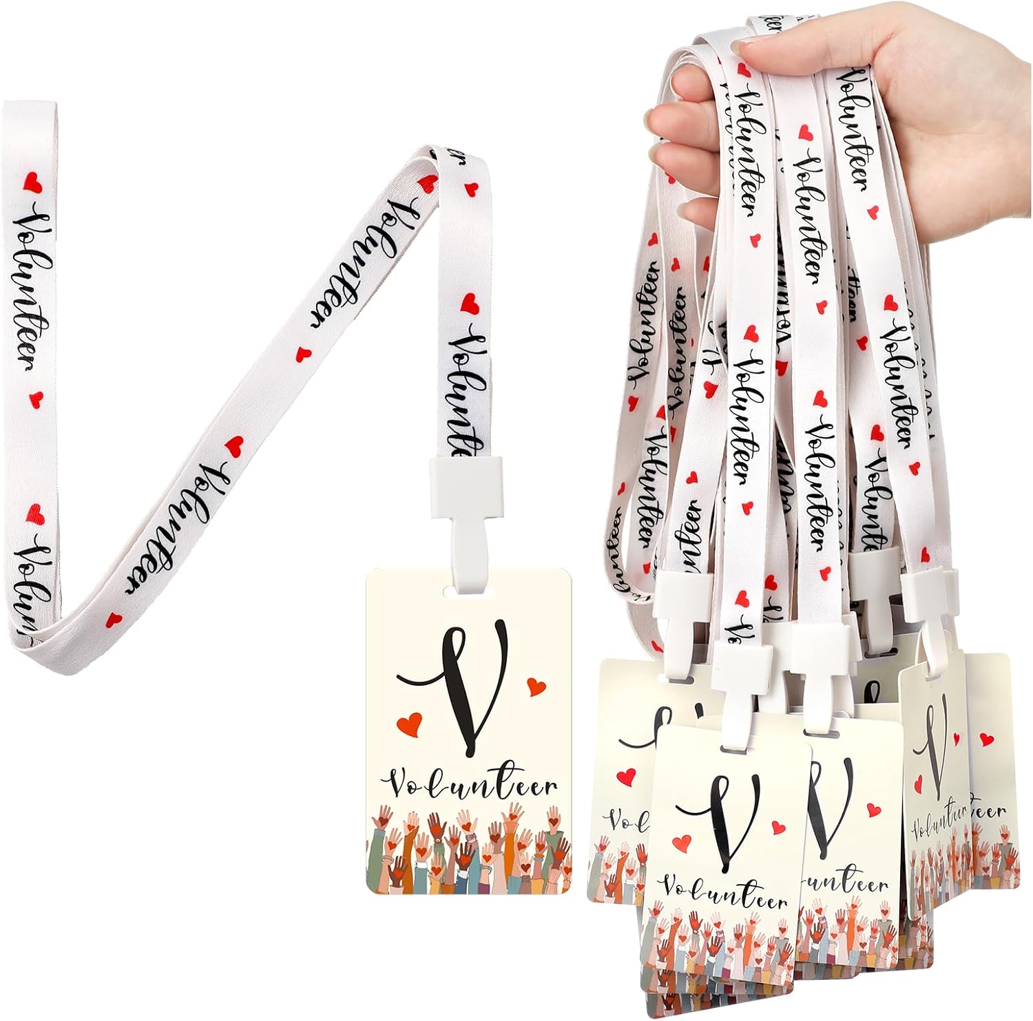 Faccito 30 Sets Volunteer Lanyard with PVC Plastic Card Pass