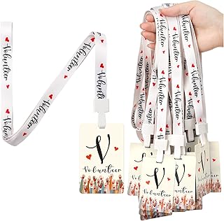 Faccito 30 Sets Volunteer Lanyard with PVC Pass Card Identification ID Badge Bulk Visitor Badge for Event Breakaway Lanyard for Activity Fundraising Exhibition Church School Events Donation Activities