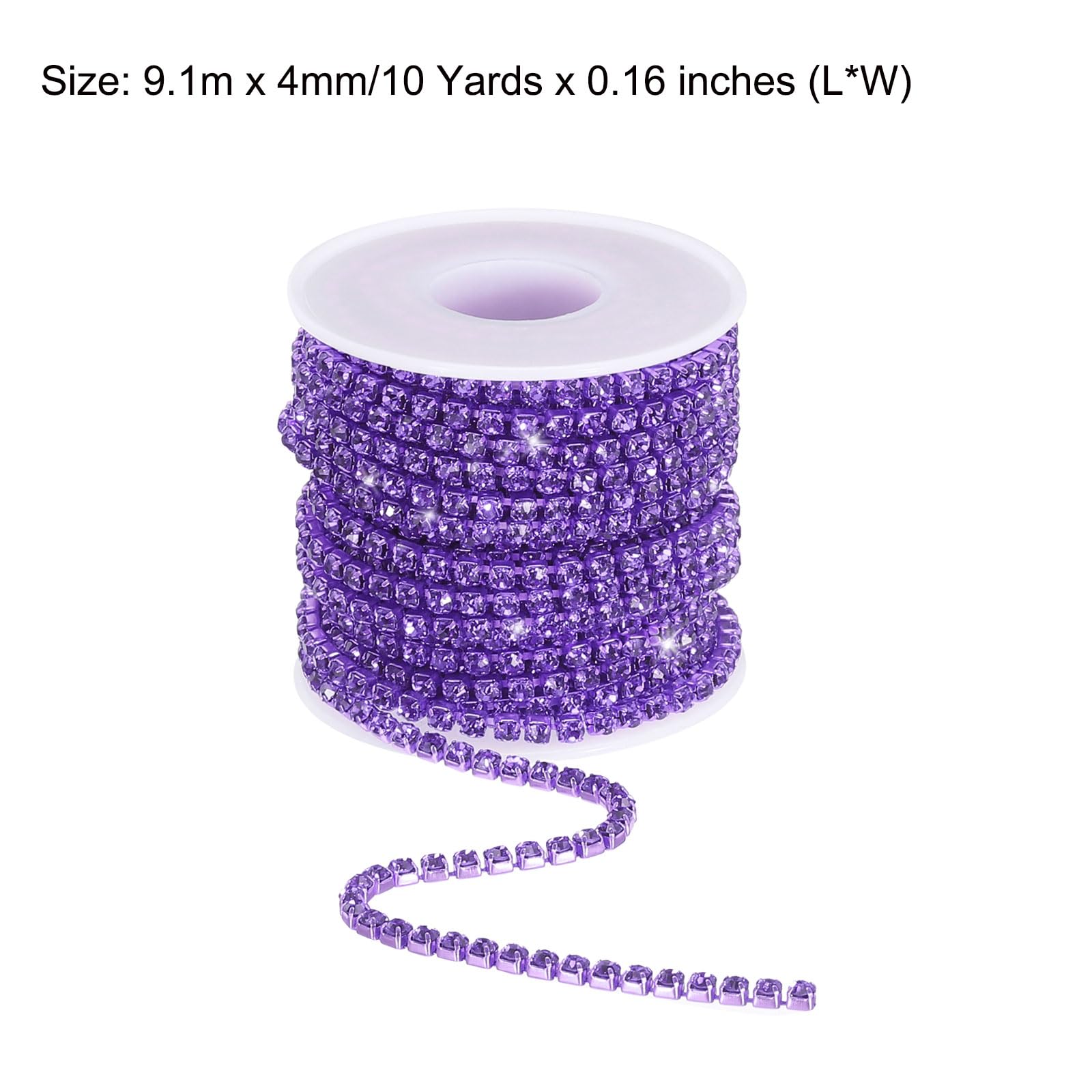 QUARKZMAN 10 Iarde 4mm Cristallo Strass Diamante Chiudi Catena Rifinitura Rifinitura Artiglio Coppa Catena per Cucito, Artigianato, Fai-da-Te Gioielli Matrimonio Decorazioni Viola