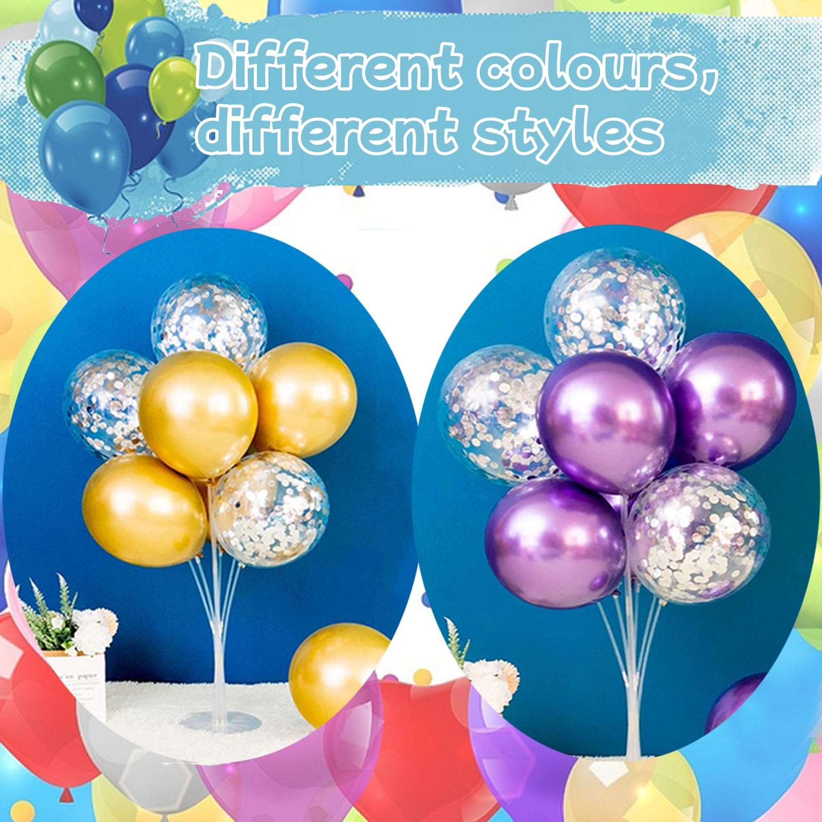 Set Supporti Per Palloncini Con 28 Palloncini - 4 Porta Palloncini Trasparenti Per Matrimoni, Compleanni, Feste - Foto 9