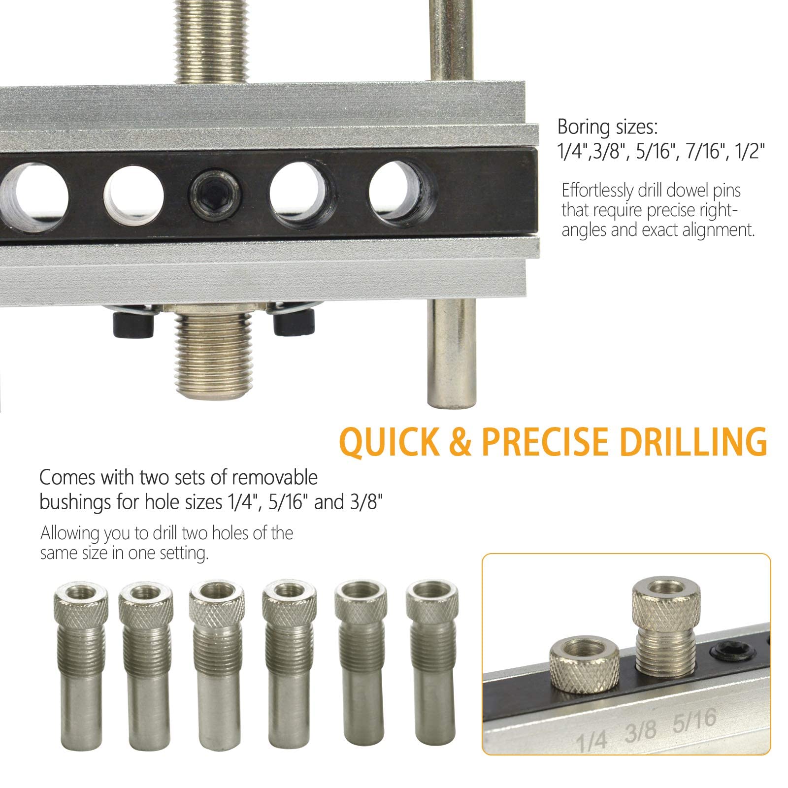 Self Centering Dowel Jig Kit, Doweling Jig Drill Guide Pocket Hole Jig