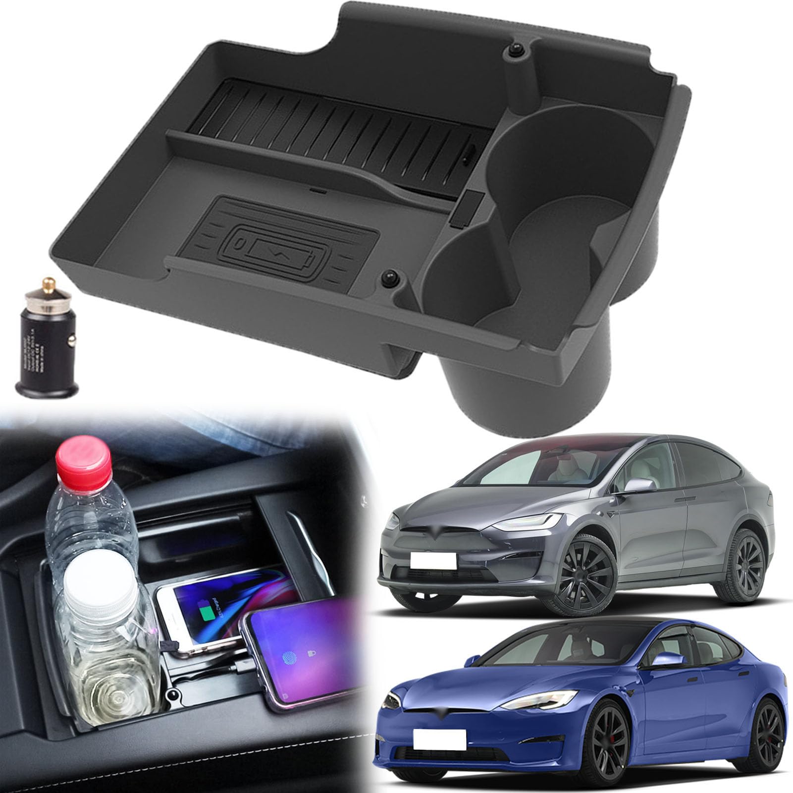Caricatore Da Auto Wireless per Tesla Model S/X 2017-2021 Tutti I Modelli con 10w Fast Charge Upgrade Accessori Sistema Di Raffreddamento A Doppio Canale D'Aria