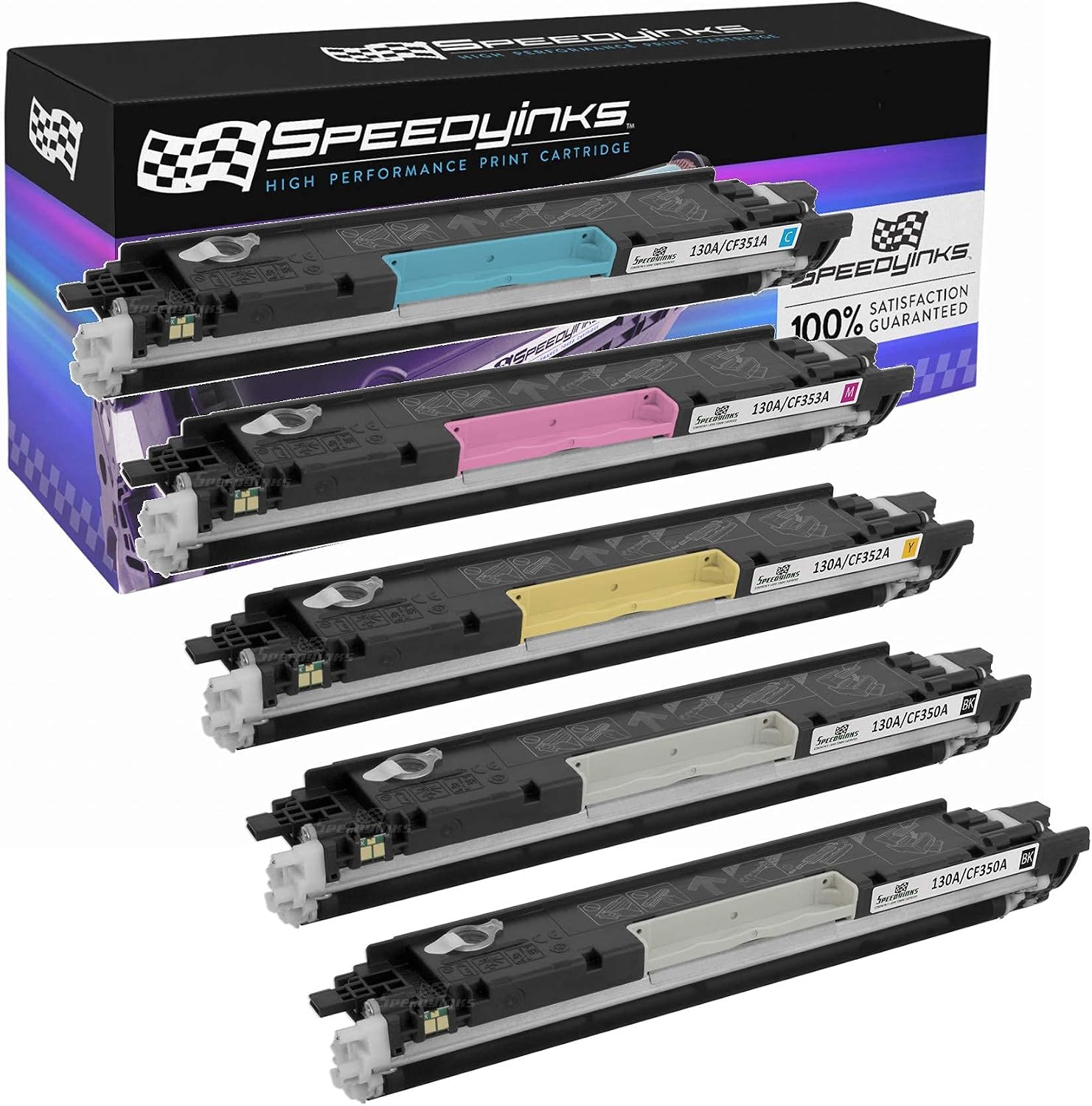 SPEEDYINKS Remanufactured Toner Cartridge Compatible with HP 130A (Black, Cyan, Magenta, Yellow, 5-Pack) for use in Color LaserJet Pro MFP M177fw, Pro MFP
