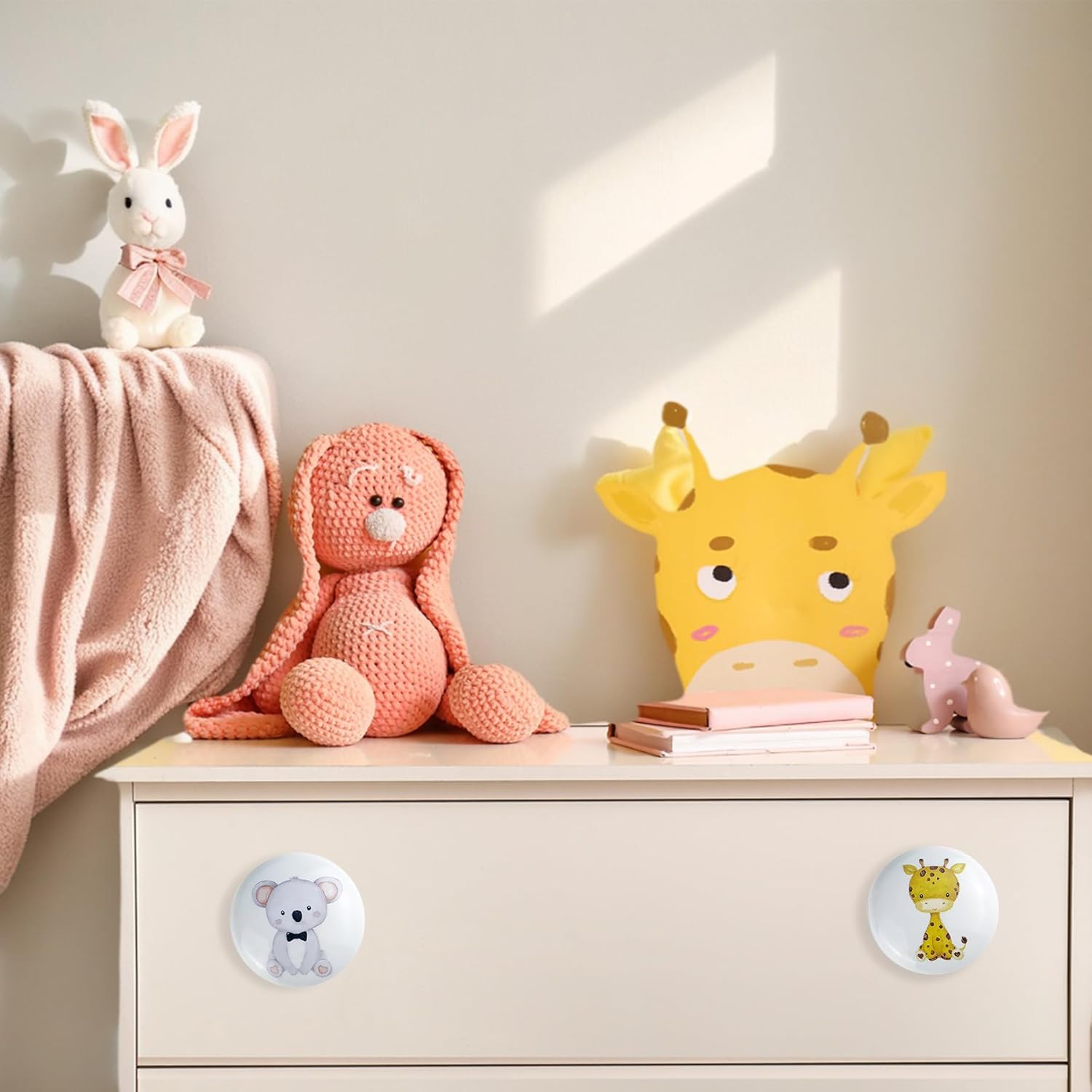 6 Pack 1.5" Ceramics Cute Animals Baby Nursery Room Dresser Drawers Knobs Kids Colorful Cabinet Handle Knobs (Monkey)