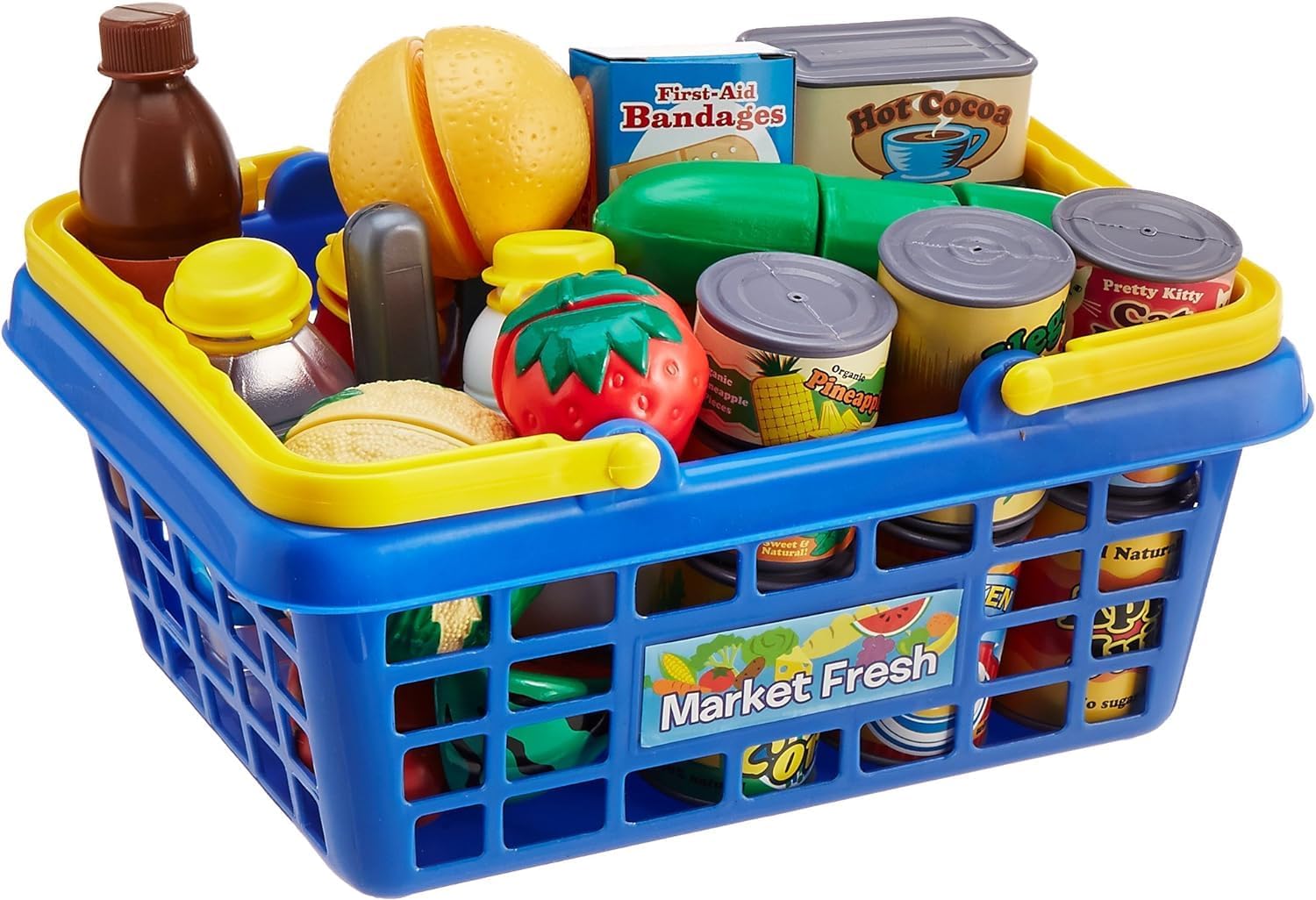Small World Toys Kids Grocery Basket Play Food Set, Pretend Food Kids Shopping Basket Toddler Playset, 32 Pcs Grocery Food Play Kitchen Accessories, Educational Toddler Toys for Girls & Boys - Image 8