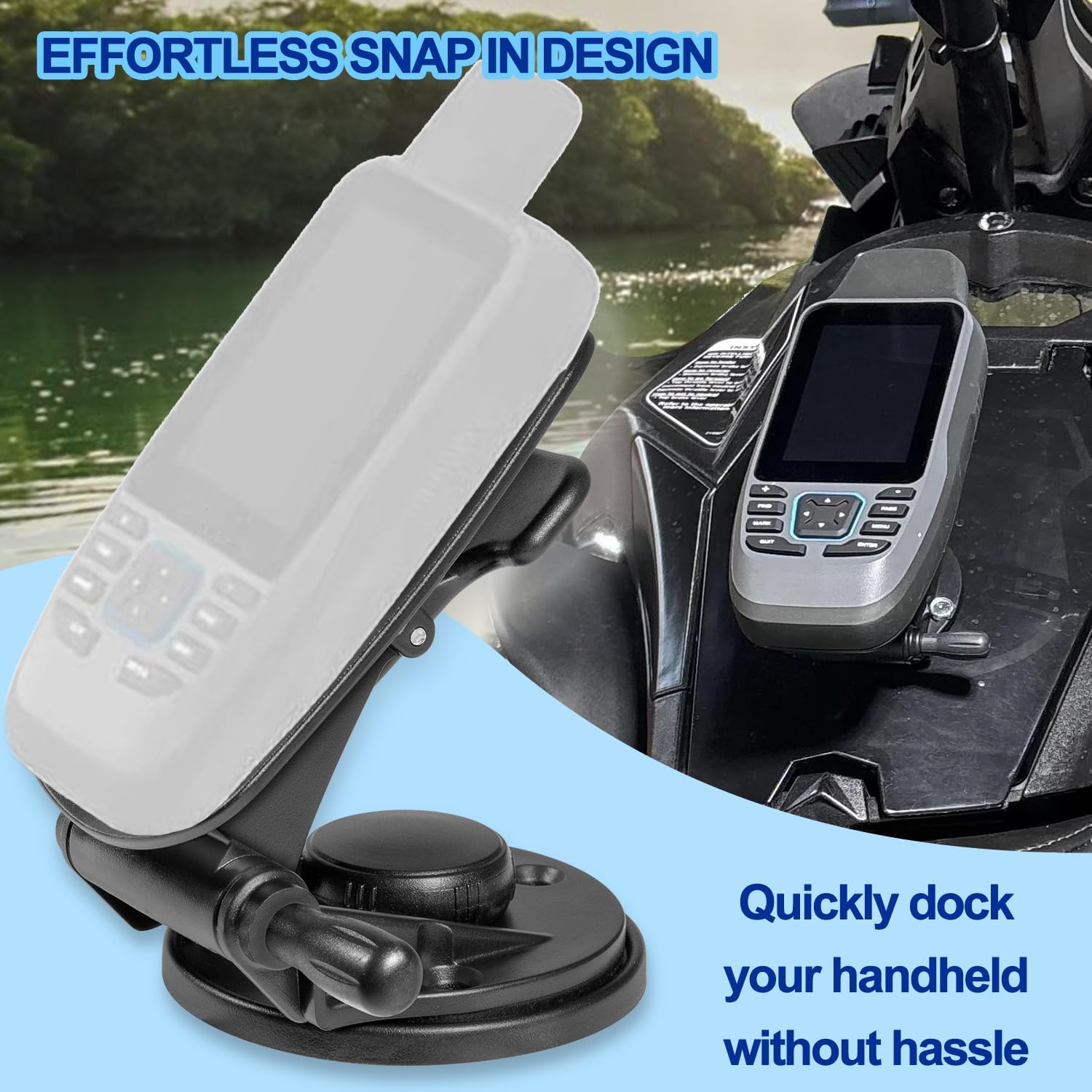 010-11031-00 Marine Mount Compatible with Garmin Colorado Series 300 400c 400i 400t & GPSMAP 62 64 66 - Adjustable Handheld Mount, Flat Surface Secure Boat Mount & Vehicle Dashboard