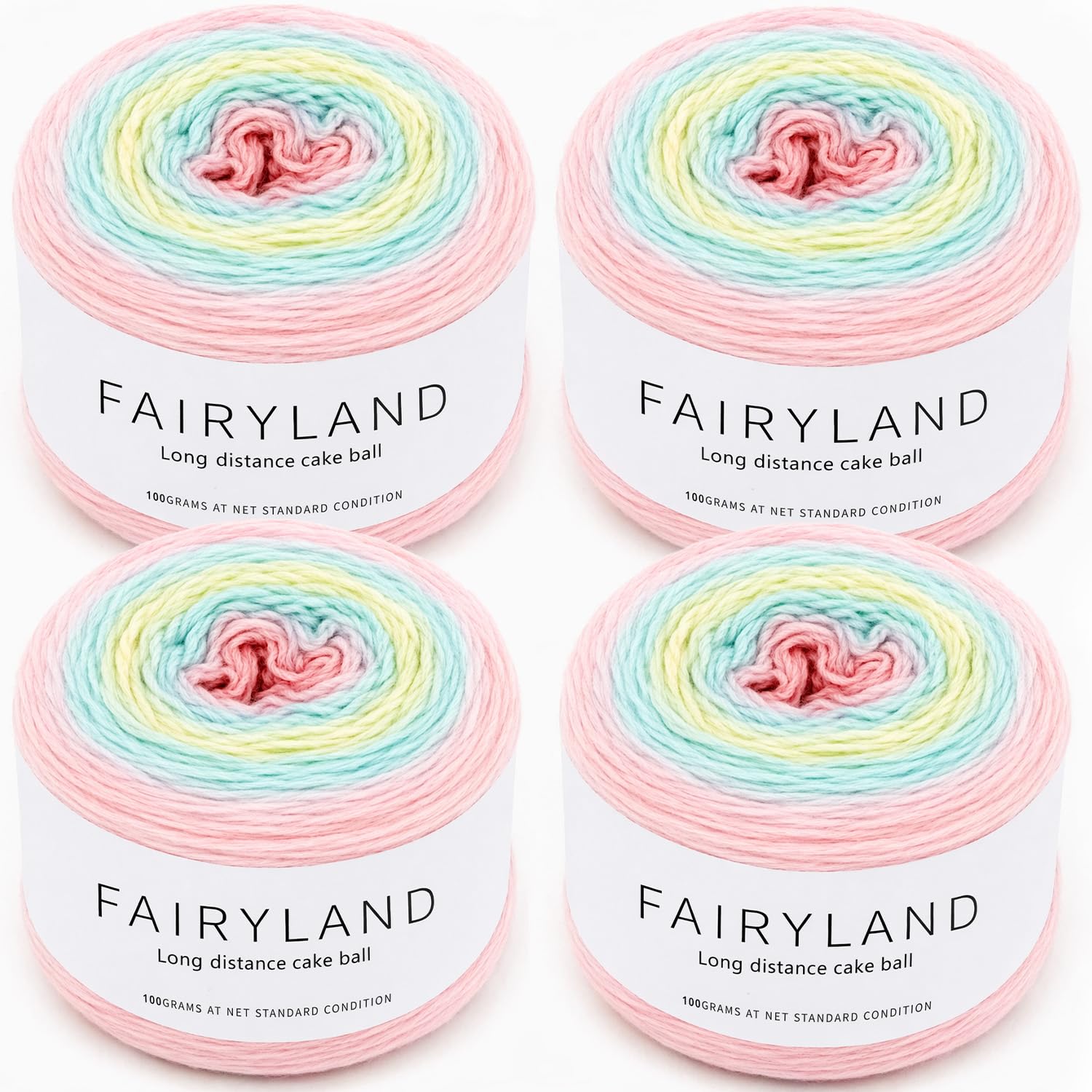 Gradient Yarn Cake 4 x 100g, Crochet Yarn for Crochet and Knitting, Ombre Yarn Cakes, Soft Multicoloured Yarn for Scarves, Shawls, Blankets and DIY Crafts(1153) — image 1