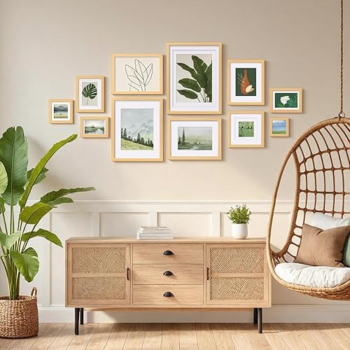 Miniatura 5 de Egofine Portarretratos de madera natural de 12 x 16 pulgadas con plexiglás hecho de color sólido, fotos de 9 x 1211 x 14 pulgadas con paspartú o de