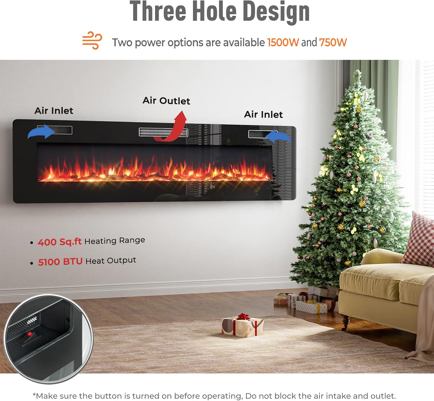 RELAX4LIFE 68" Recessed and Wall-Mounted Electric Fireplaces - Electric Fireplace Inserts with Remote Control, 1-8 Hours Timer, Touch Screen, 12 Adjustable Flames, 5 Speeds, 750/1500W Wall Fireplace