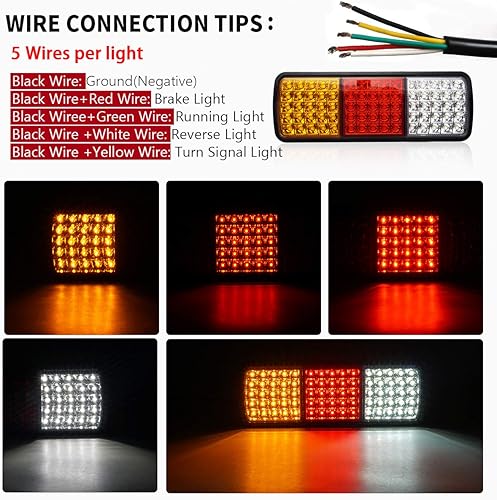 Miniatura 5 de Auovo 75 luces LED traseras de camión DC12V ámbar rojo blanco señal de giro de freno de marcha atrás remolque barra de luz trasera lámparas