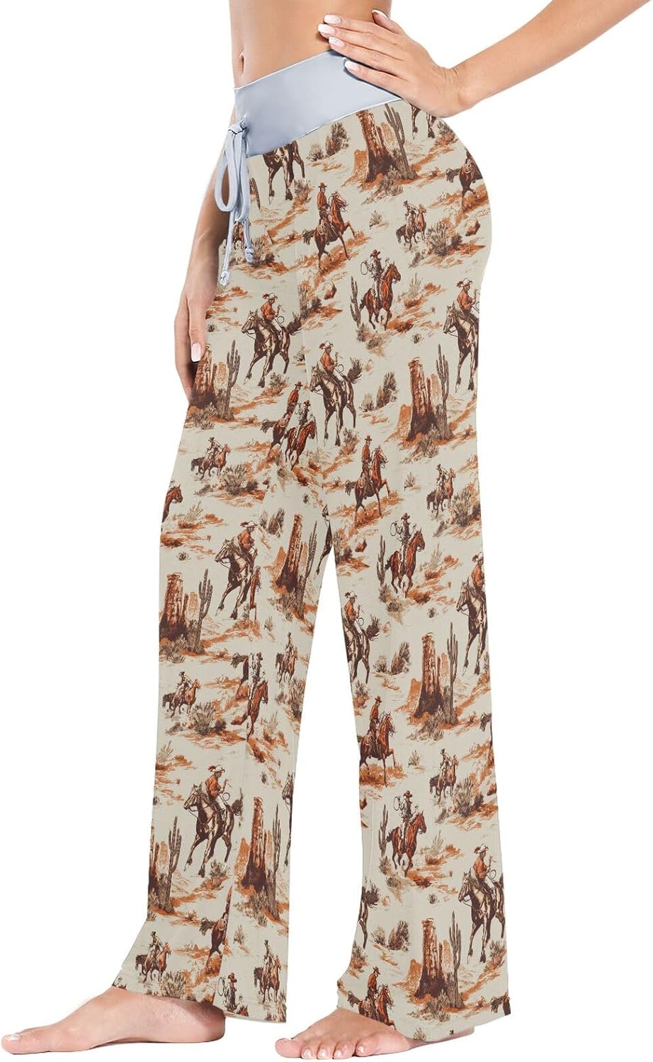 Women's Comfy Pajamas Pants Drawstring Stretch Long Wide Leg Lounge Casual Bottoms - Image 4