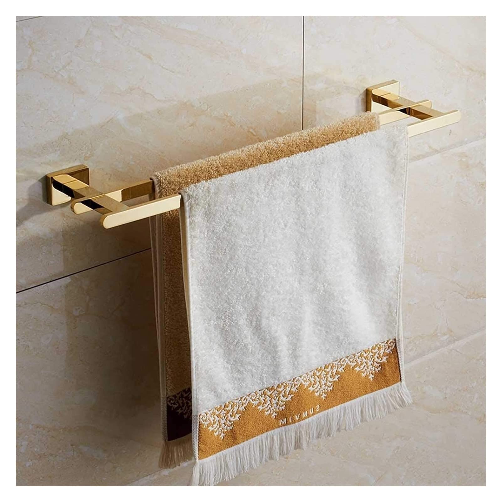 Étagère à serviettes double en zinc pour une salle de bain zen et rangée