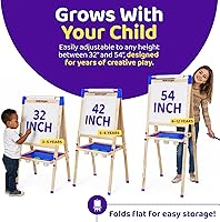 Vista 5 de Blue Squid Caballete de arte para niños, caballetes para niños pequeños Caballete de arte ajustable con rollo de papel, caballete magnético