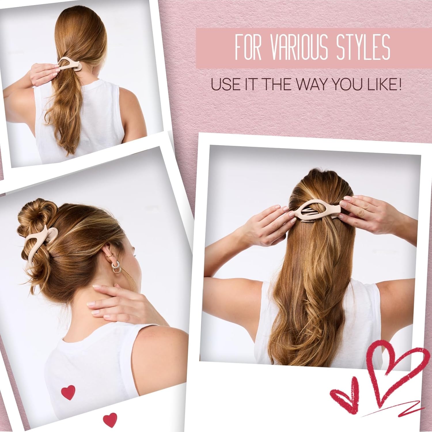 Flat Hair Clips for Women-8Pcs Large Matte No-Slip French Concord Claws, Accessories for Thick & Thin Hair (Neutral, Oval) - Image 6