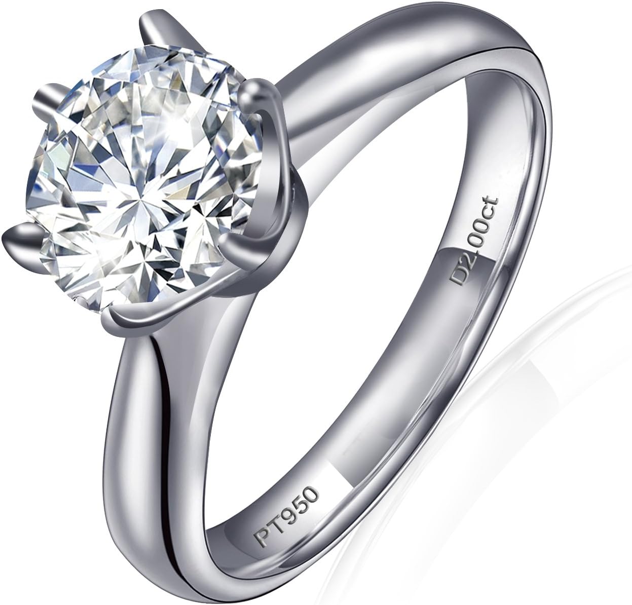 UMOMO 1CT 2CT 3CT 4.5-10 VVS1 NSCD Simulated Round Brilliant Diamond Wedding Engagement Ring