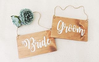 bride and groom signs, rustic wedding decor, chair signs, hanging wedding signs, table decor, newly weds, Mrs and Mrs, wooden signs, rustic