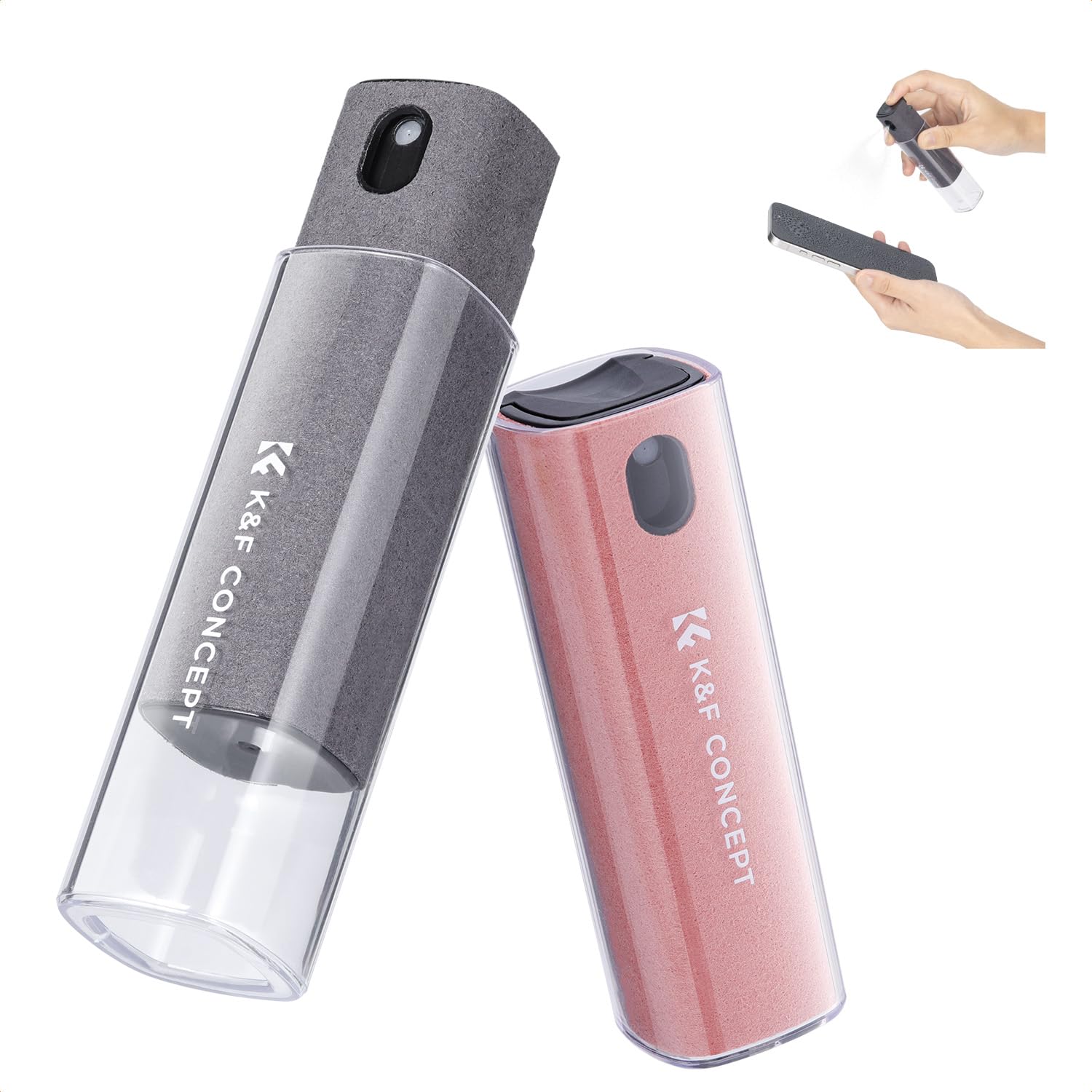 K&F Concept 2-częściowy zestaw do czyszczenia ekranu, do telewizora, laptopa, komputera, telefonu komórkowego, tabletu i czyszczenia wyświetlacza samochodowego, spray dwa w jednym i ściereczka z