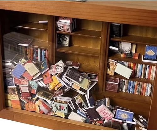 Miniatura 5 de Kit de rincón de libros para bricolaje, estantería de ansiedad con biblioteca de madera, diorama para aliviar el estrés, caja de fósforos de libros