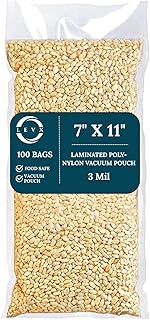 LEVX 7" X 11" Vacuum Seal Bags 3 Mil Laminated Poly-Nylon (Pack of 100) Food Safe High Barrier Vacuum Pouches for Meat Cheese Fish Food Storage Heavy-Duty Freezer Clear Airtight Packaging