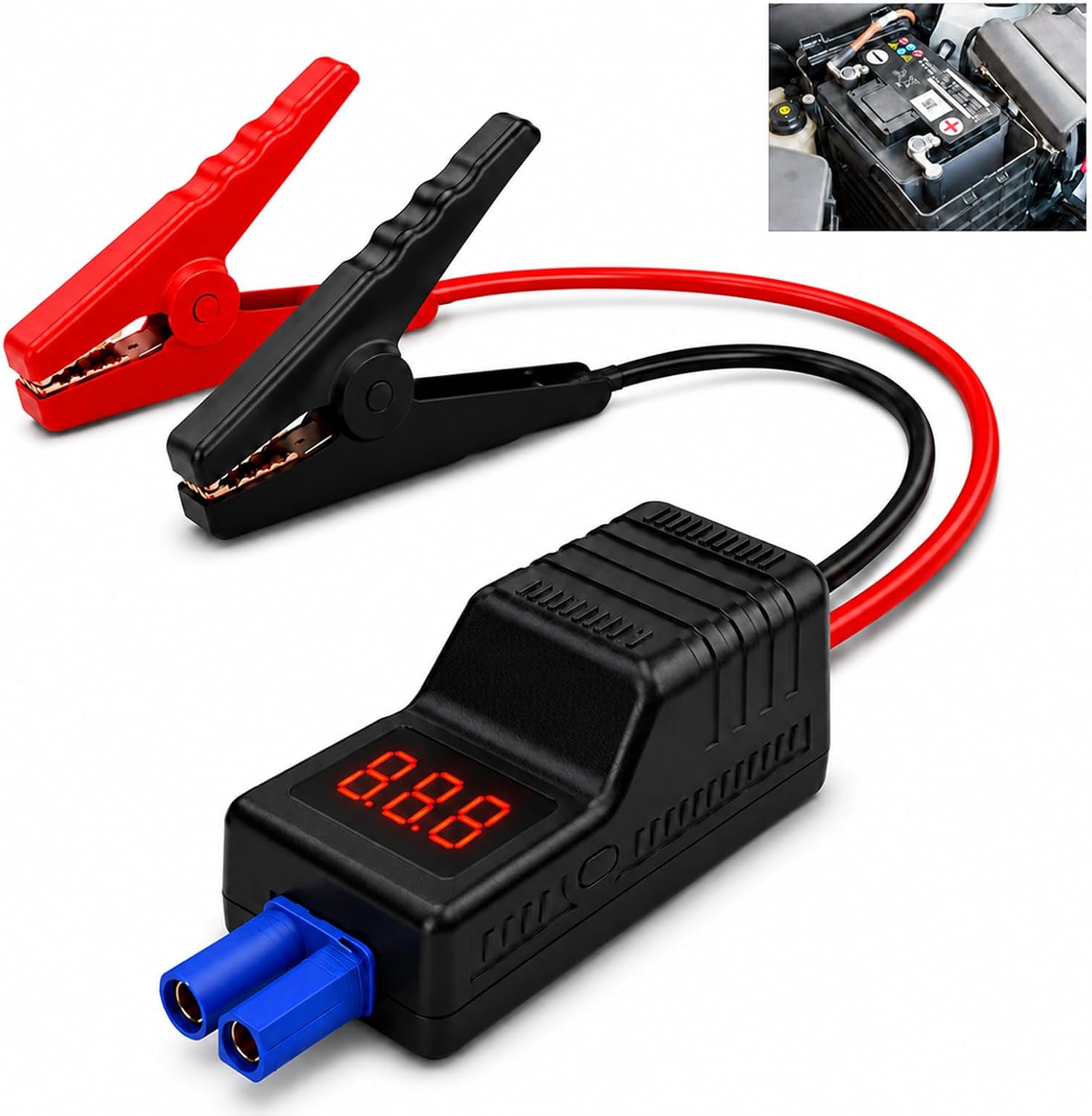 EC5 Smart Jumper Cable with Intelligent LCD Screen, Heavy Duty Jump Starter Clamps Replacement Automotive Booster Cables for 12V Car Battery and Other Brands