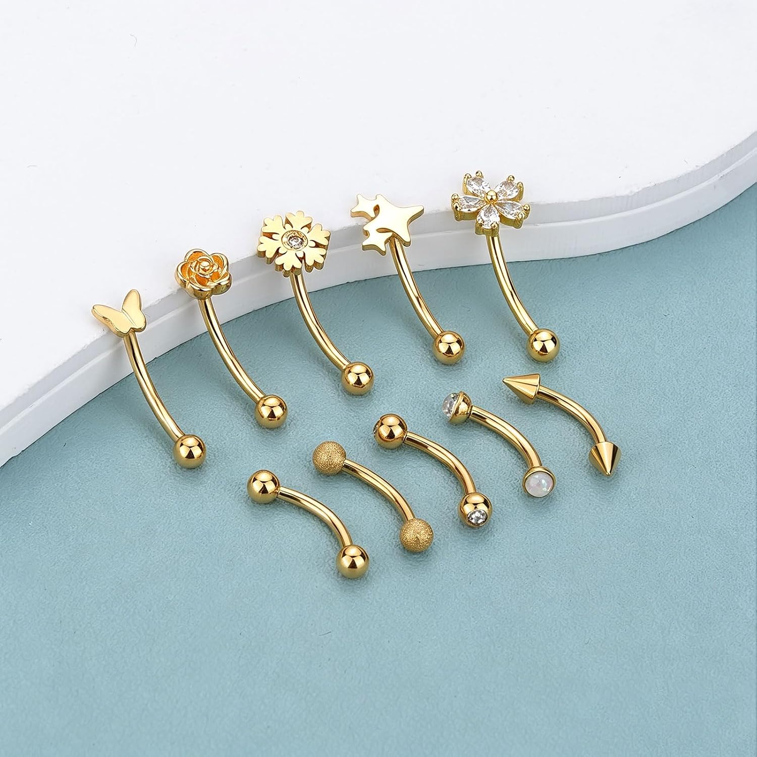 Xpircn Rook Daith Eyebrow Piercing Jewelry 16G Stainless Surgical Steel Curved Barbell Eyebrow Rings Vertical Labret Lip Piercing Jewelry Rook Daith Earrings for Women Men