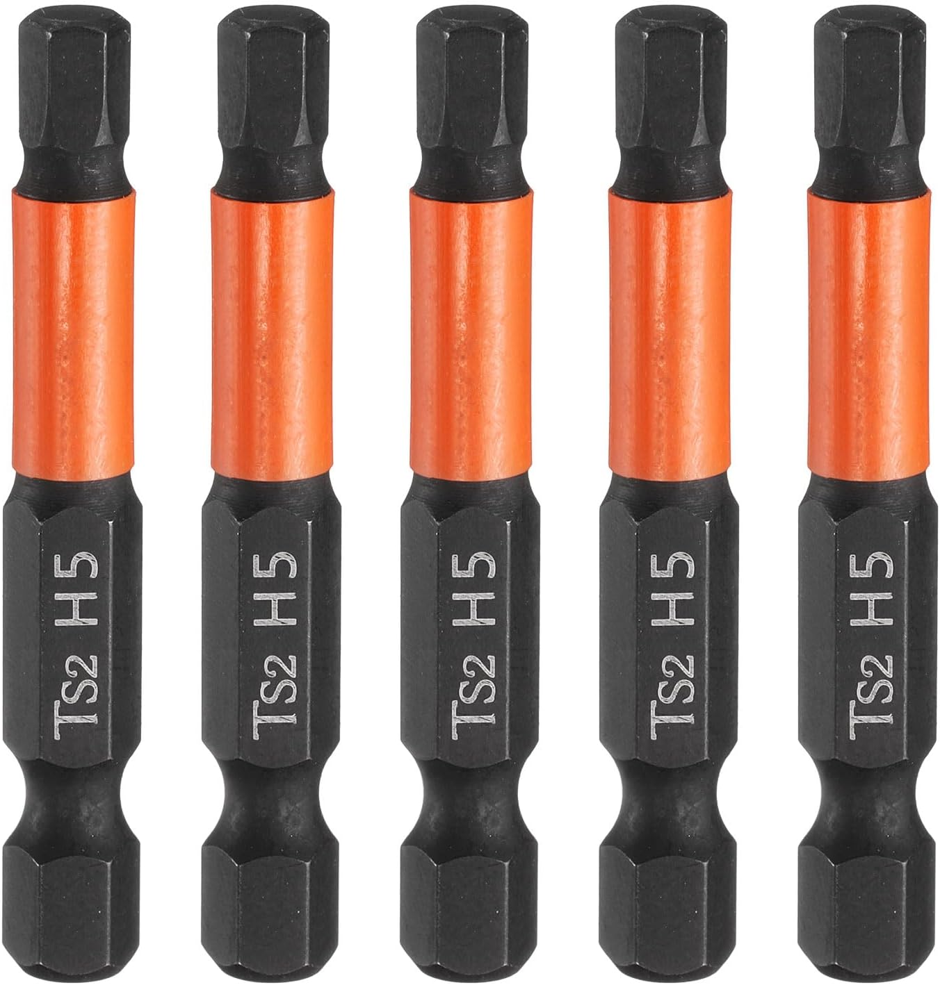 HARFINGTON 5pcs Hex Head Wrench Drill Bit 5mm(H5) Metric 1/4" Hex Shank 2"(50mm) Length S2 Steel Magnetic Impact Drivers Screwdriver Bit Hexagon Electric Drill Bits