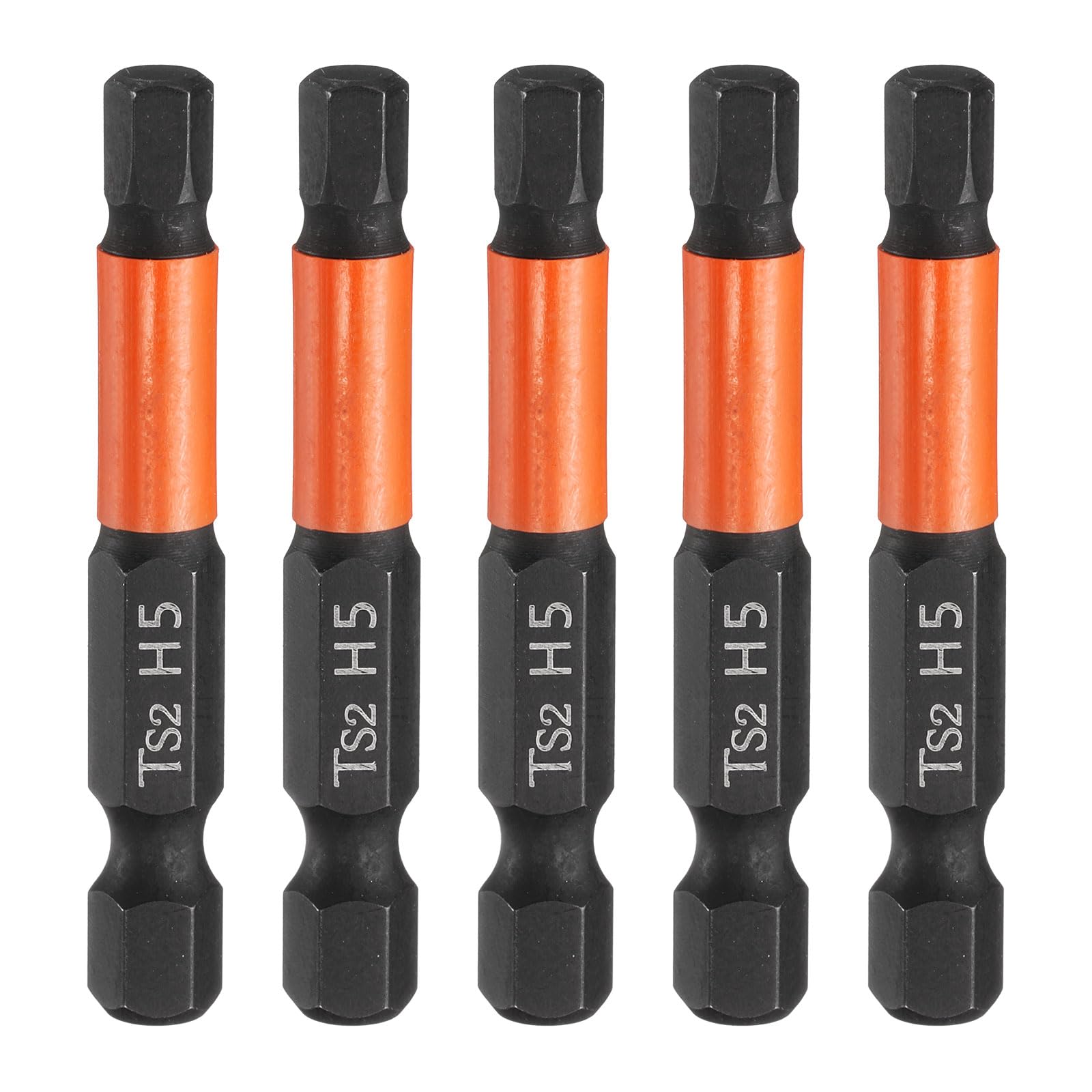 sourcing map 5pcs Hex Head Wrench Drill Bit 5mm(H5) Metric 1/4" Hex Shank 2"(50mm) Length S2 Steel Magnetic Impact Drivers Screwdriver Bit Hexagon Electric Drill Bits