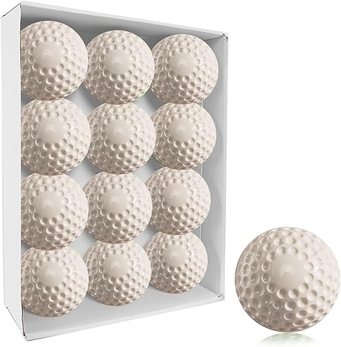 Paquete de 12 pelotas de béisbol amarillas con hoyuelos, 9 pulgadas para máquina de lanzar, coordinación mano-ojo, práctica de golpeo y campo