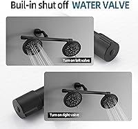 Vista 3 de Cabezal de ducha doble con divisor de ducha integrado de 2 válvulas de cierre, cabezal de ducha doble de alta presión de 8 ajustes, perfecto