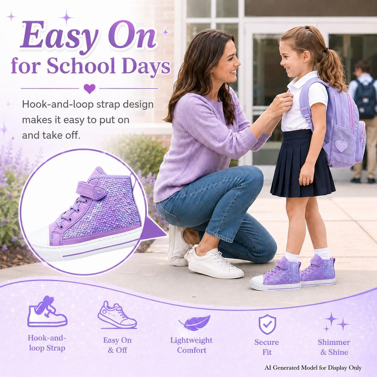 Sneakers for Girls, Kids Fashion High Top Casual Canvas Sequin Shoes
