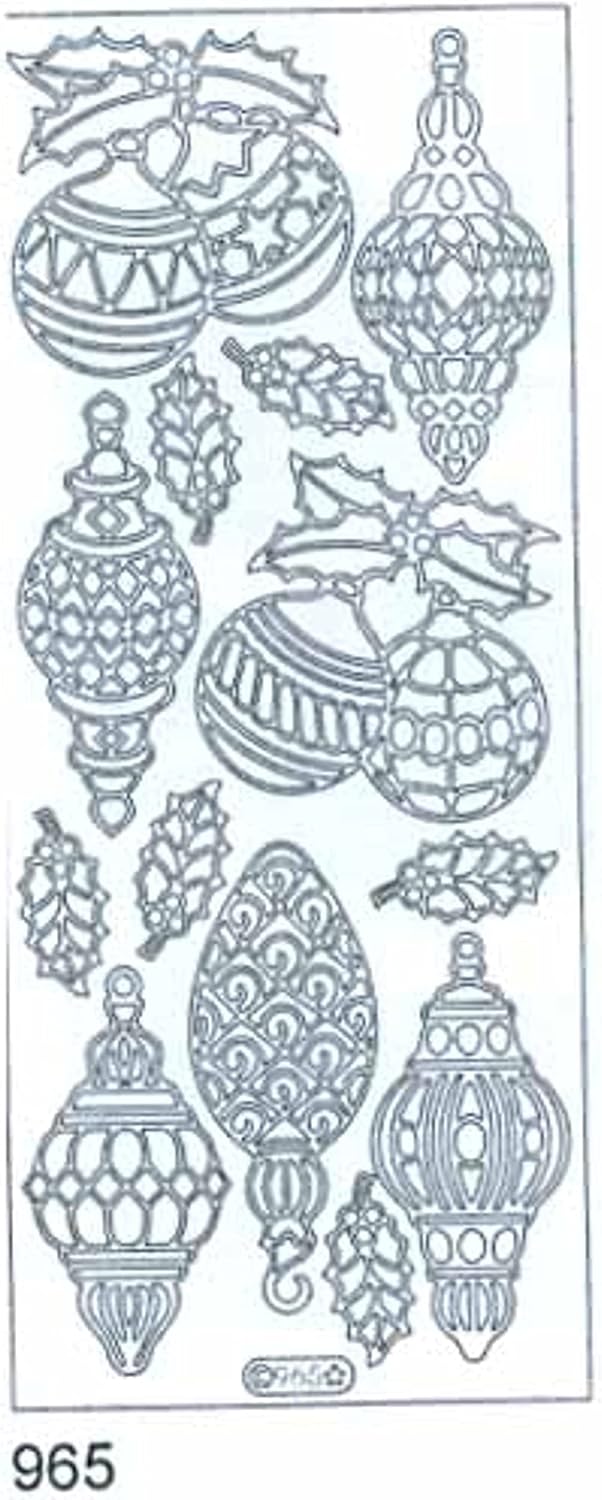 Elizabeth Craft Designs Christmas Ornaments/Lamps Peel Off Stickers 4x9 Sheet: Gold