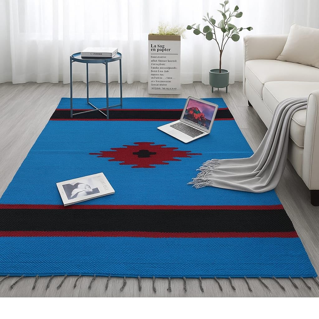 SOBAANRUG 3.5 x 6 Feet Ultra Soft Shaggy Carpet Dari Rug Satranji Runner Floor Mat for Home Yoga Kitchen Living Room Bedroom Guest Room Hall Kitchen Indoor Outdoor (Multi 04, 3.5x6 FEET)-image-13