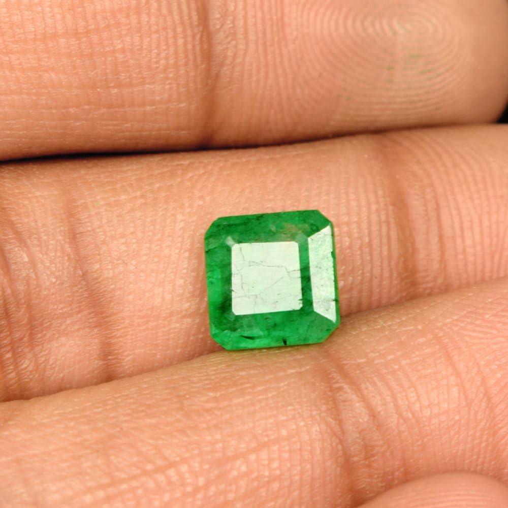 GEMHUB Beautiful Square Cut 2.25 Carat Natural Green Emerald Jewelry Making Gemstone with Egl Certified U-1036