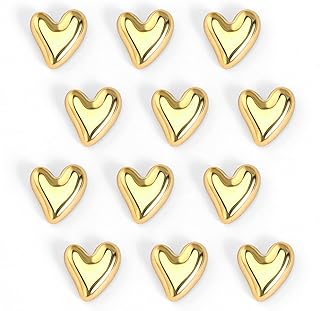 12Pac Heart Fridge Magnets, Gold Refrigerator Magnet,0.79in Small Love Heart Cute Magnets for Refrigerator, Decorative Magnet for Fridge Kitchen Home Office Whiteboard Decor