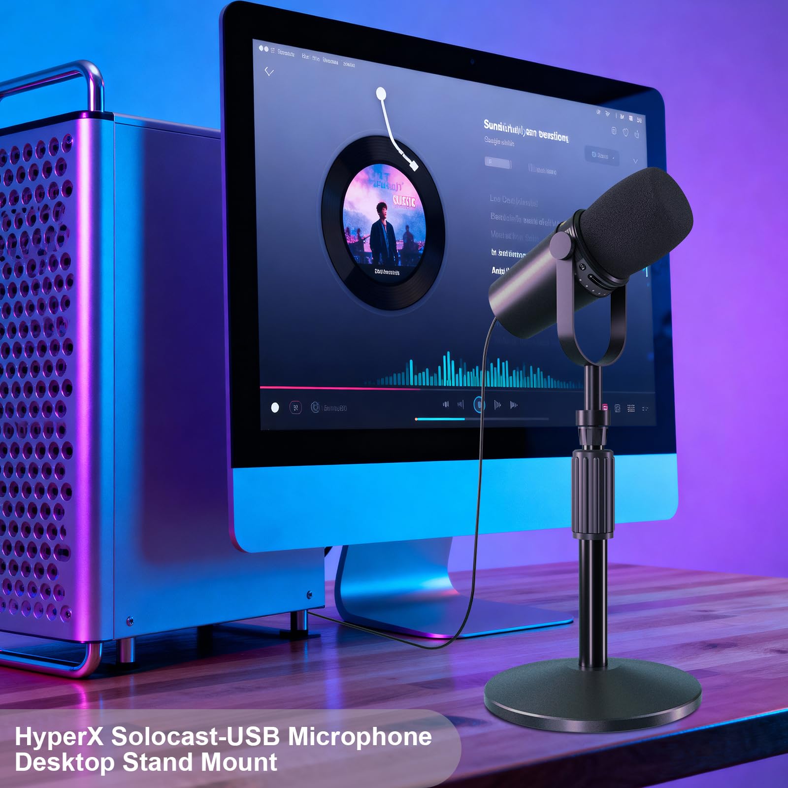 Desktop-Mikrofonständer, verstellbarer Tisch-Mikrofonständer mit Mikrofon-Clip, 0,95 cm auf 1,6 cm Adapter, kompatibel mit Shure MV7+ | MV7X XLR, FIFINE XR & USB | K688, PM1 XLR, Razer Seiren V2|