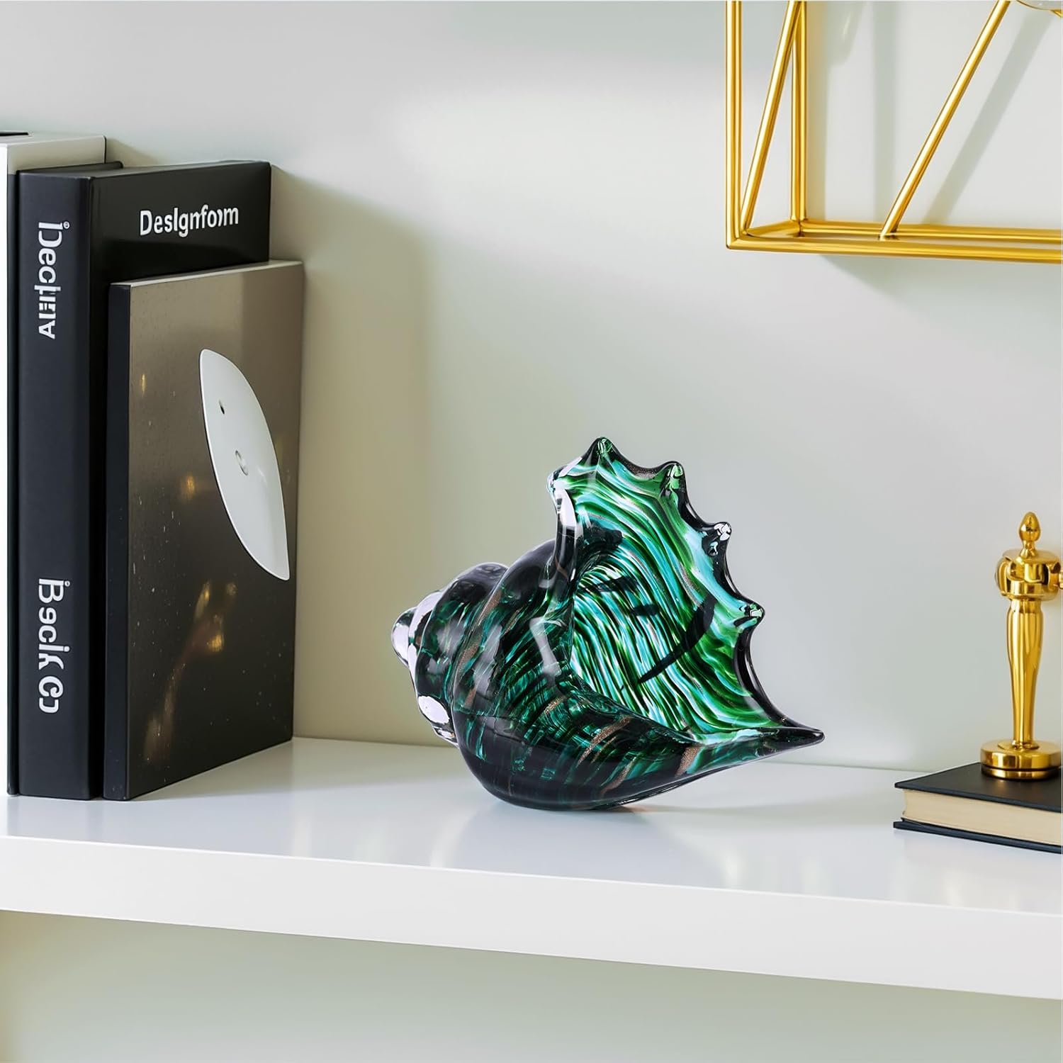 LCCCK Hand Blown Glass Conch Shell Sculpture, Sea Glass Art Figurines, Beachy Room Decor, Teal Conch Shell Decorative Statues, Sea Shell Coastal Decor for Shelf House Room, Beachy Gifts - Image 7