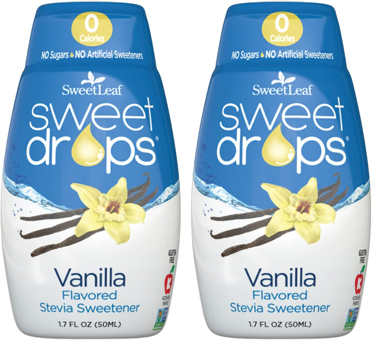 SweetLeaf Sweet Drops Vanilla Stevia Liquid Sweetener - Flavor Foods, Keto Coffee with Sugar Free, 0 Calorie, Non-Glycemic Response SweetLeaf Stevia Drops, 1.7 Fl Oz Ea (Pack of 2)