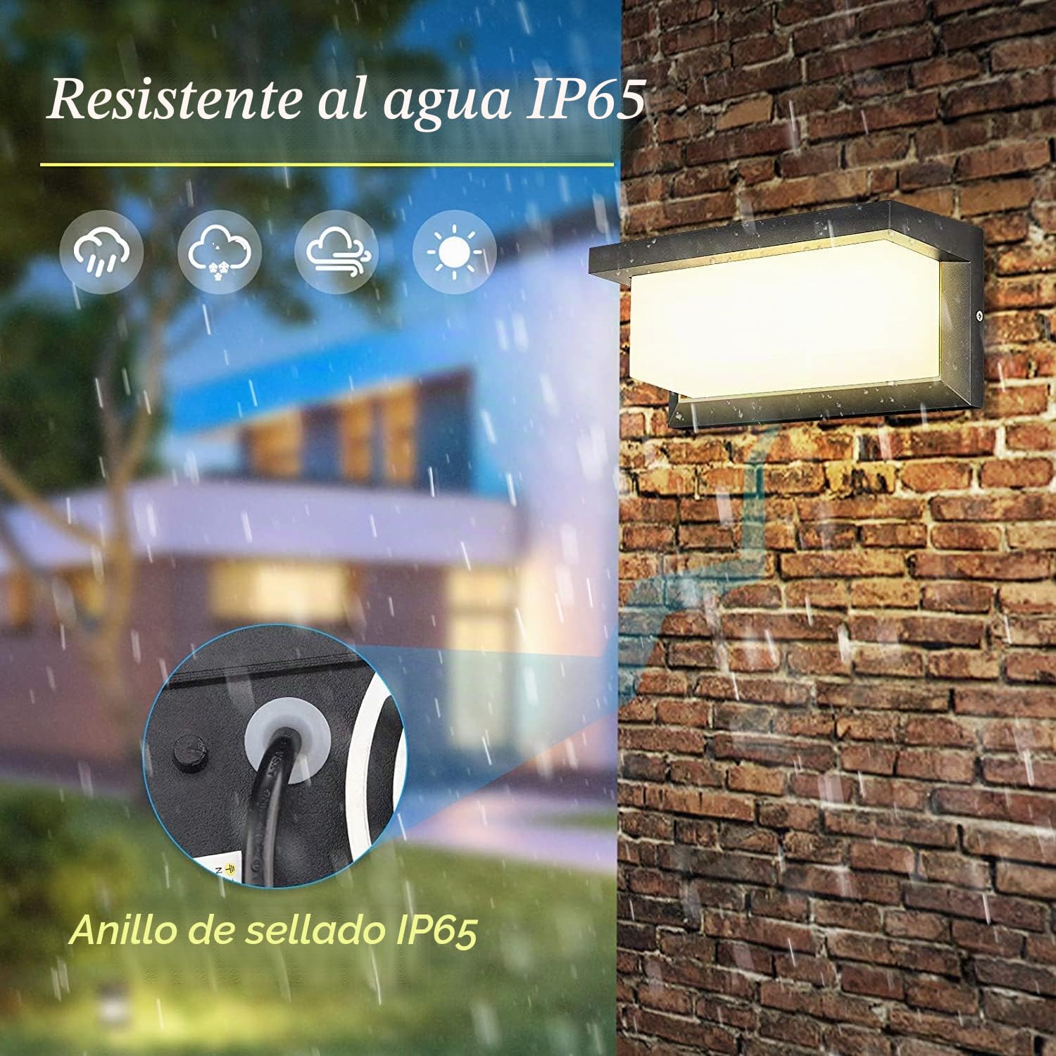 Aplique Exterior LED Moderno IP65 Impermeable, Aluminio LED Apliques Pared, para Balcón Jardín, Porche, Camino, Iluminacion Patio (Blanco cálido, 2PCS)