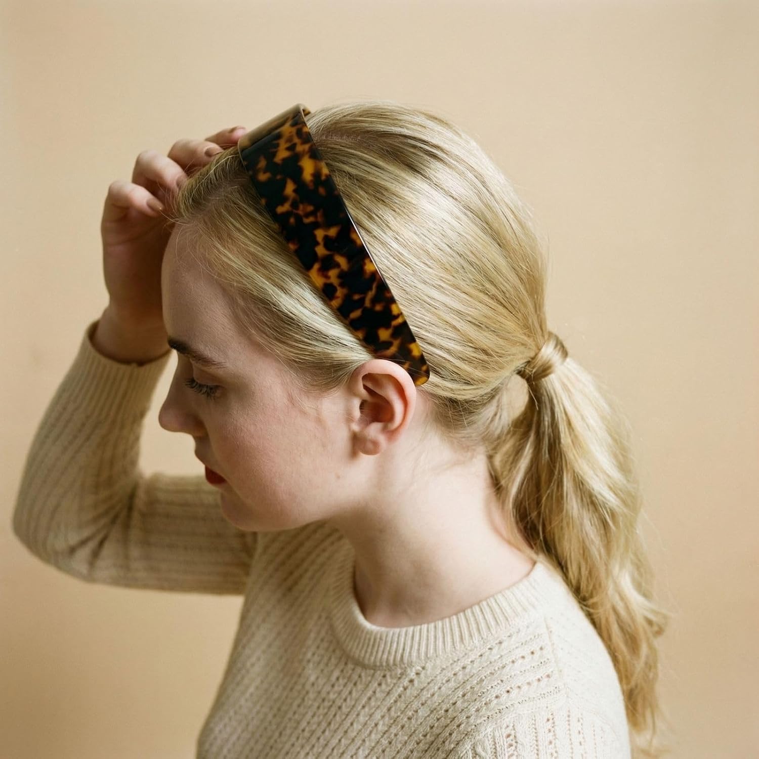 Tortoise Shell Headband with Teeth for Women, 1.5in No Slip Versatile Wide Acetate Plastic Retro Headbands 3PCS