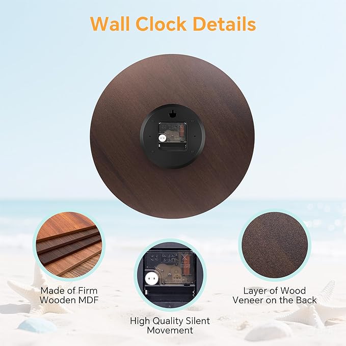 Reloj de Pared 14 Pulgadas Oceano Costa Decoracion Playa Silencioso miniatura 6