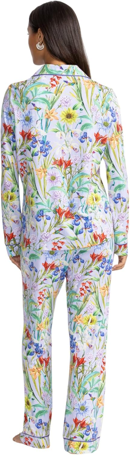 Johnny Was Carly Daphne Pj Set Long Floral Lounge Sleepwear Purple White 2 pc NEW - Image 4