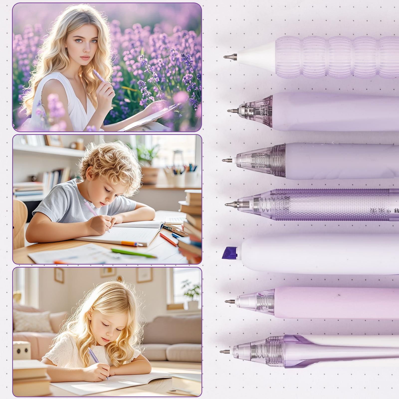 Juego de 7 bolígrafos de tinta de gel pastel, paquete de 6 bolígrafos de tinta negra con 1 resaltador para escribir, bolígrafo de gel líquido retráctil (0.5 mm), bonitos bolígrafos estéticos