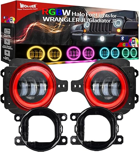 Miniatura 4 de Luz antiniebla de 4 pulgadas para Wrangler JL Gladiator Sport Luces antiniebla con halos RGBW Compatible con 2018-2023+ Wrangler JL JLU Unlimited