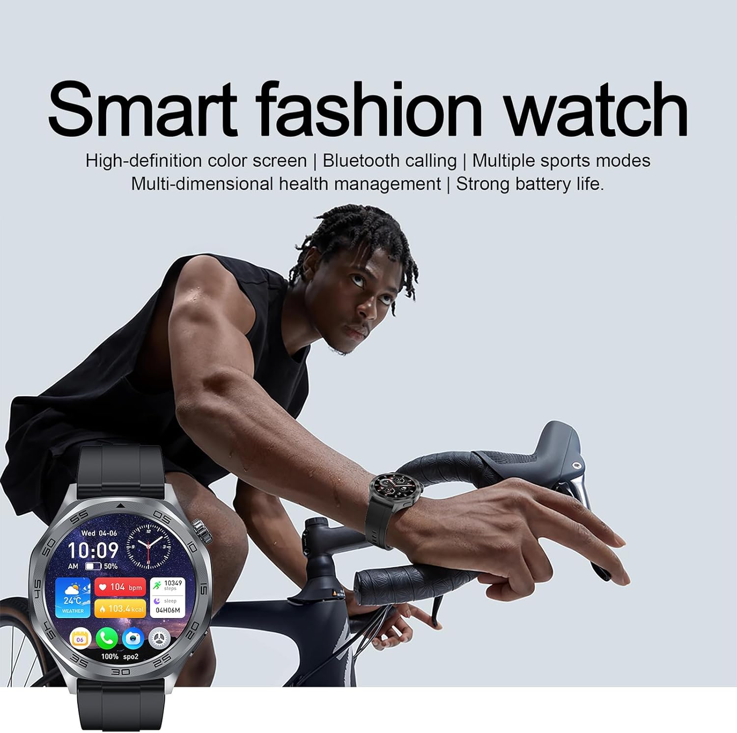 Yihou Military Smart Watch for Men Fitness Watch with 100+ Sport Modes Heart Rate Monitor Sleep Monitor Pedometer IP68 Waterproof for Android iOS Silvery Nylon